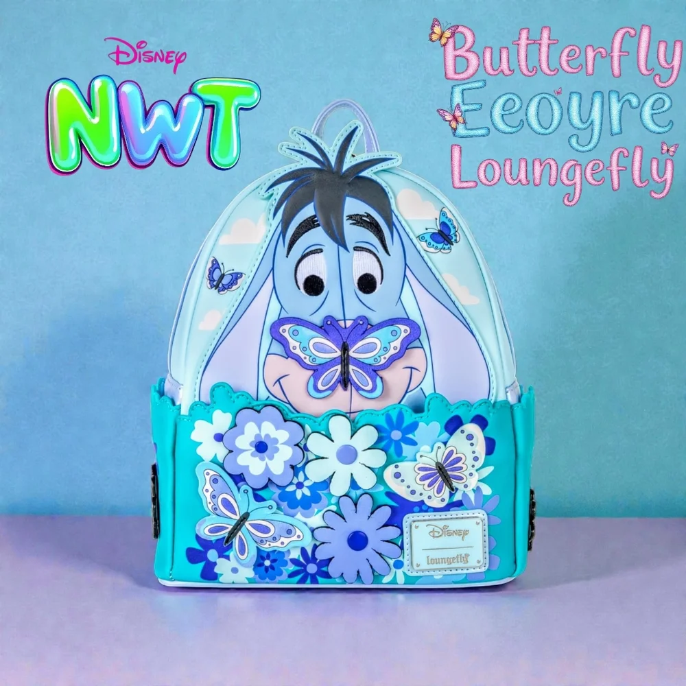 Loungefly Winnie the Pooh Eeyore  Butterflies Mini-Backpack,Charm,Wallet &Mirror - Picture 7 of 17
